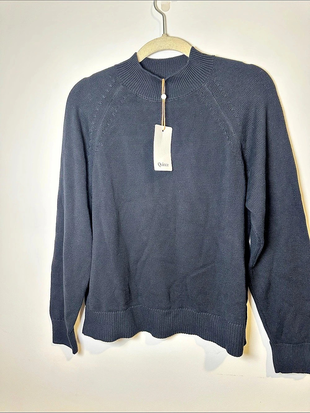 Quince 100% Organic Cotton Mock Neck Sweater Black